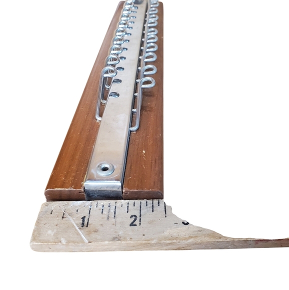 Mid Century Modern Wooden Tie Rack with Foldable Metal Hooks - Picture 9 of 9